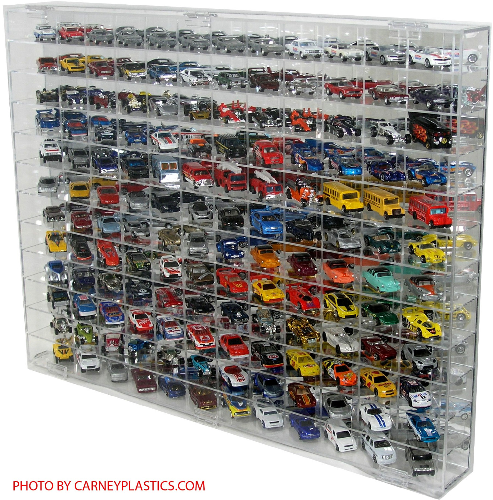 Hot Wheels compatible Display Case fits 144 cars 1:64 with Side Angled Full View