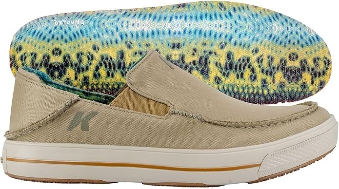 Korkers Fish Moc Bass w/Fixed Kling-On Deck Soles, Tan, Size 14