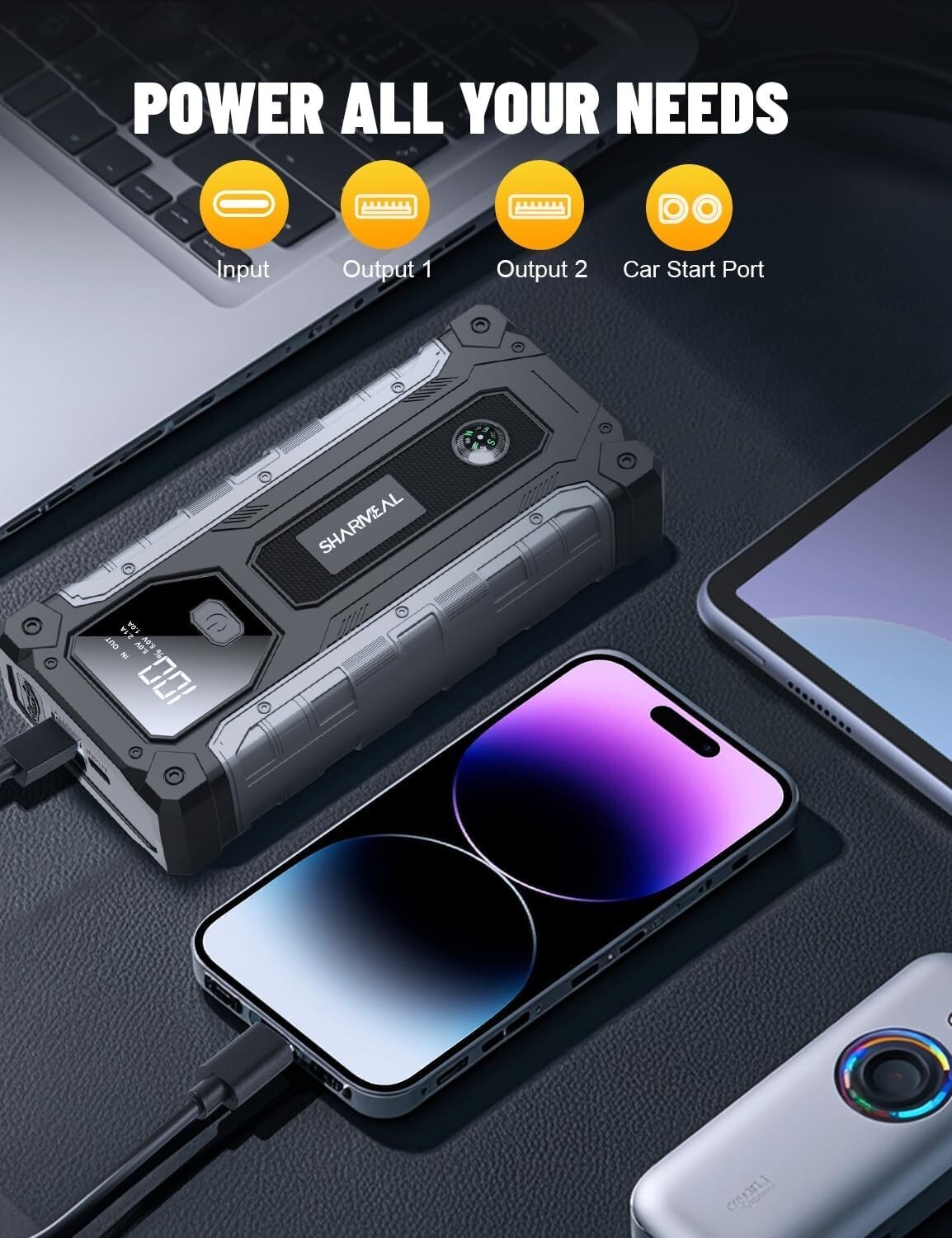 Car Jump Starter 3000A Jump Starter Battery Pack for Up to9.0L Gas7.0L Diesel