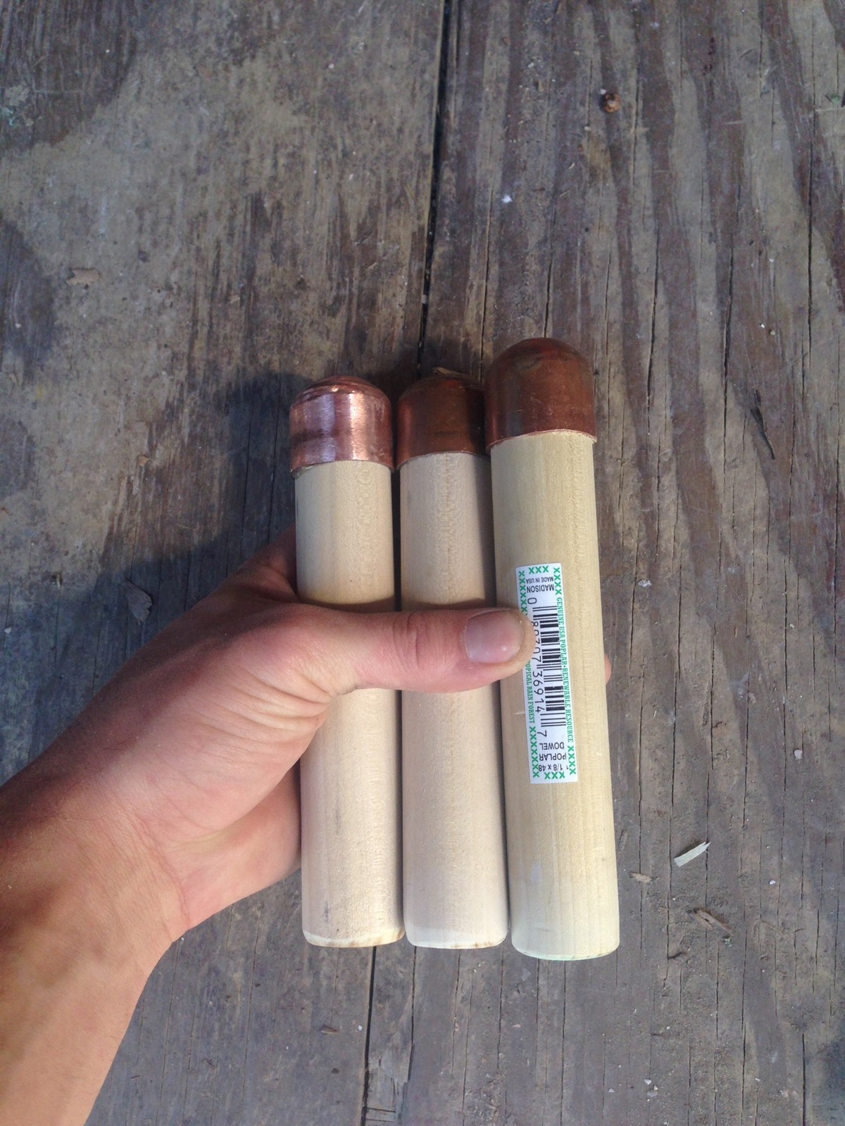 Lot of 3 1" Copper Lead Fill Knapping Boppers