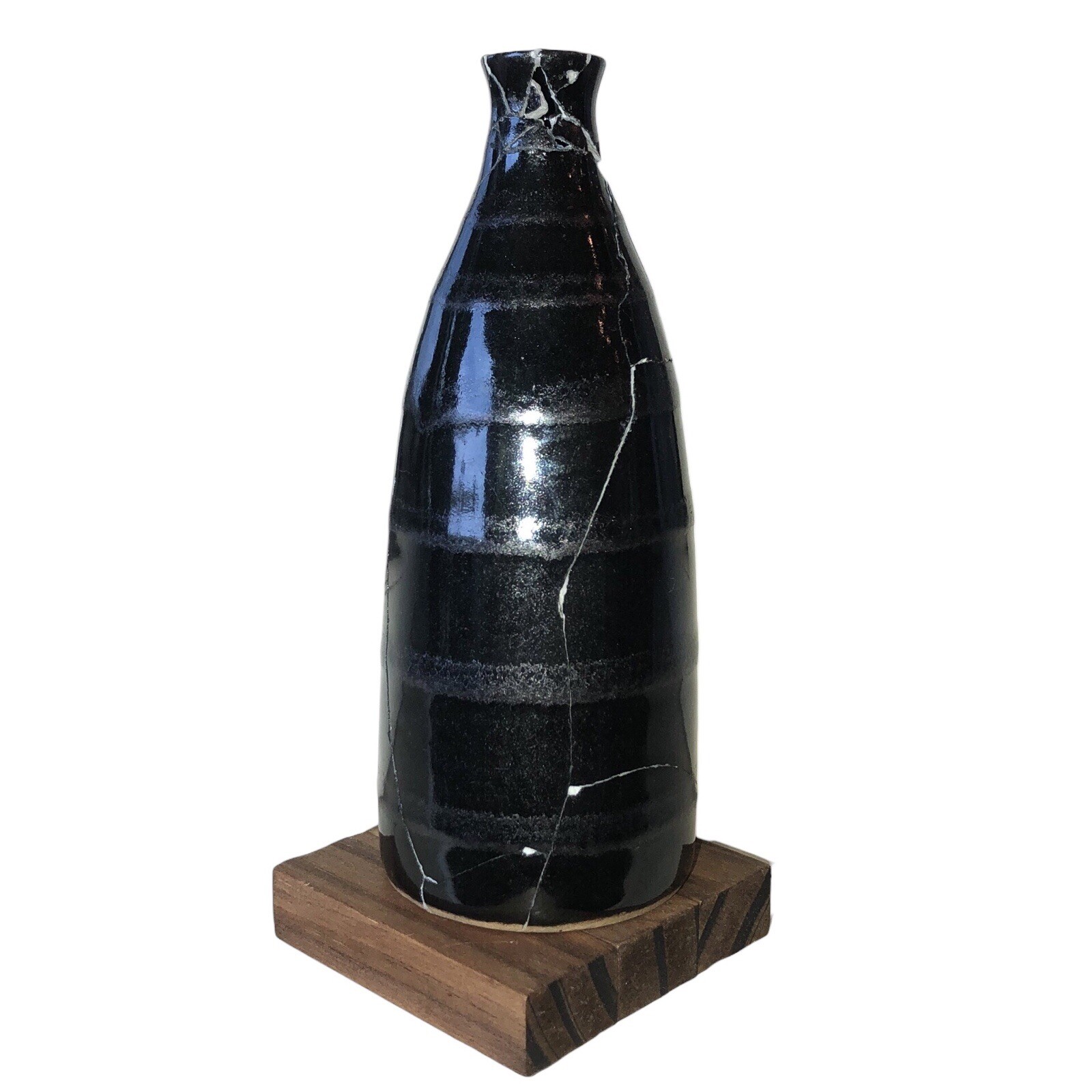 Kintsugi Vase Striped Black Pottery Gold Crack Art Personal Growth Gift