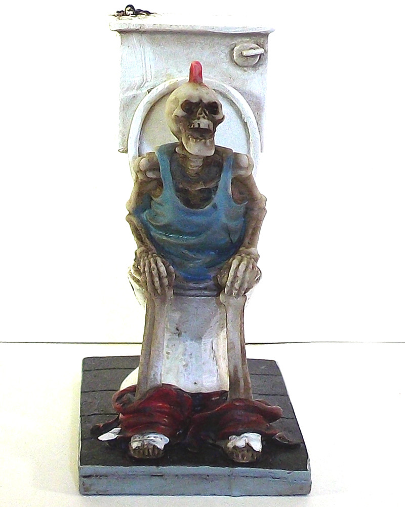 Skeleton on Toilet Skull Figurine Statue Skeleton Halloween