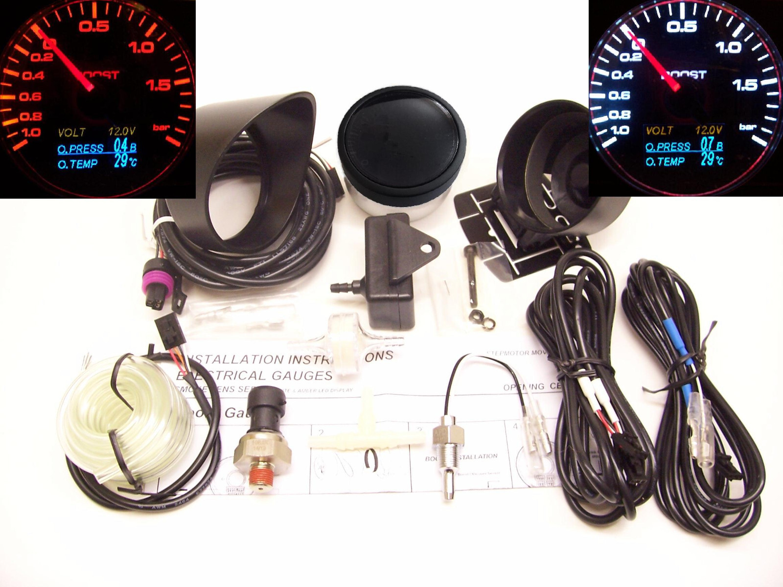 RSR Charge Pressure Display 4 i 1 BLACK Oil Pressure Oil Temperature Boost Gauge 60 Instrument