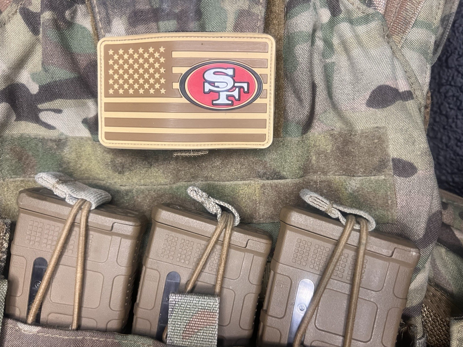 Military Combat American Flag San Francisco 49ers football PVC Patch W Vlcro