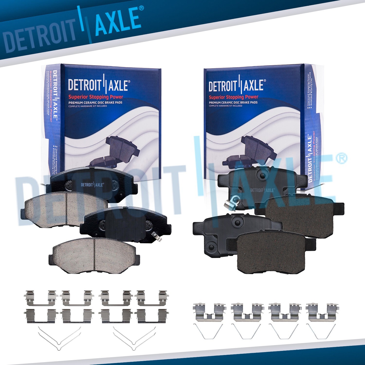 Front + Rear Ceramic Brake Pads + Hardware for 2008 - 2017 Honda Accord LX LX-S