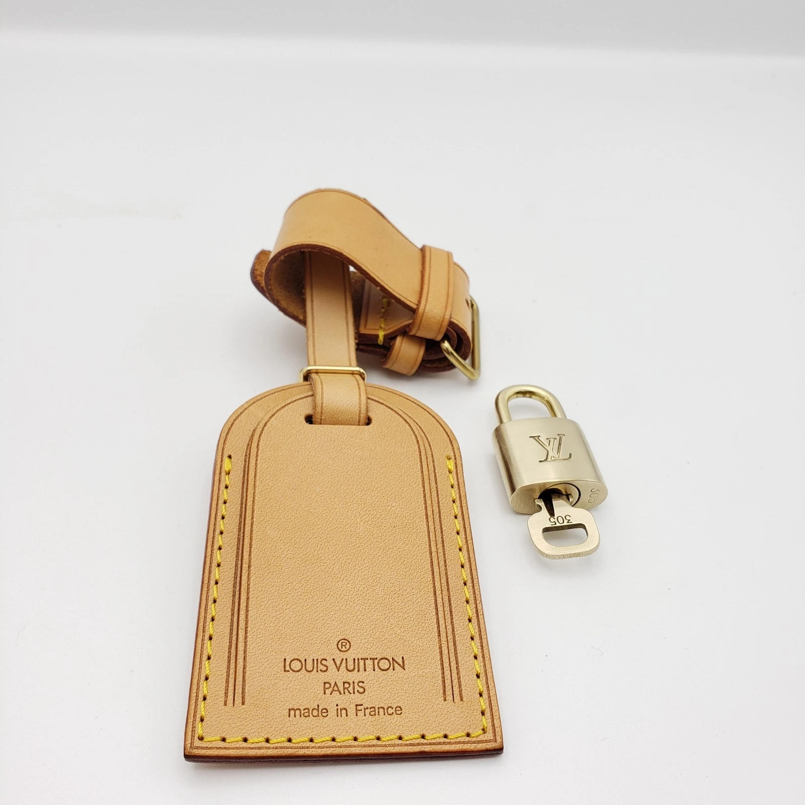 100% Authentic Louis Vuitton Luggage tag /Nametag with Gold Lock and Key