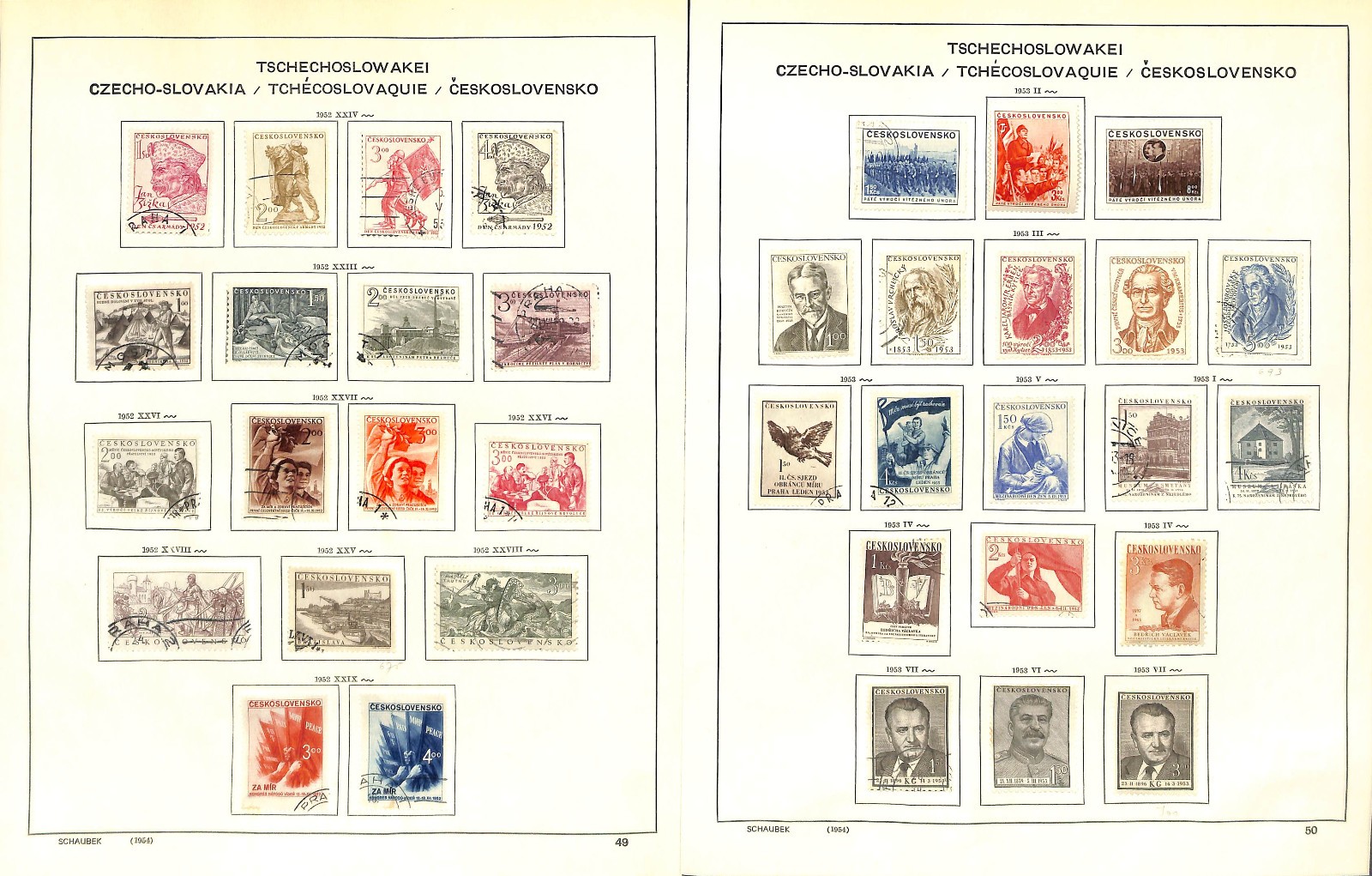 Czechoslovakia Stamp Collection on 40 Scott & Schaubek Pages, 1918-1968 (BH)