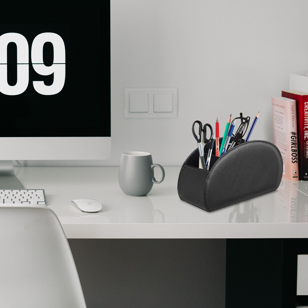 [5 Compartments] Black Remote Control Holder TV Remote Caddy Desktop Organizer