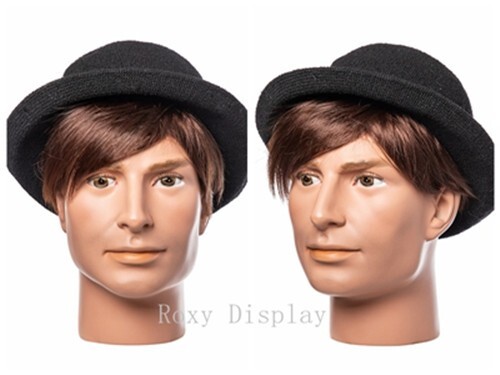2PCS Male Fiberglass Mannequin Head Bust Wig Hat Jewelry Display #37H x2
