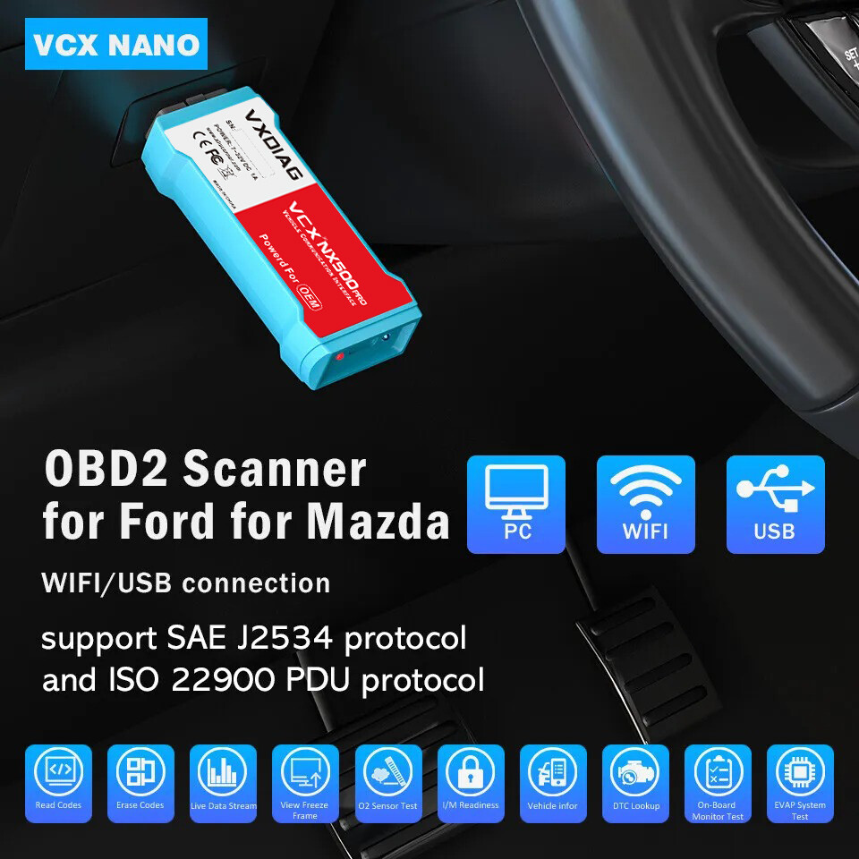 For Ford/Mazda VXDIAG VCX NANO Auto Scanner Diagnostic Configurate Tool WIFI/USB