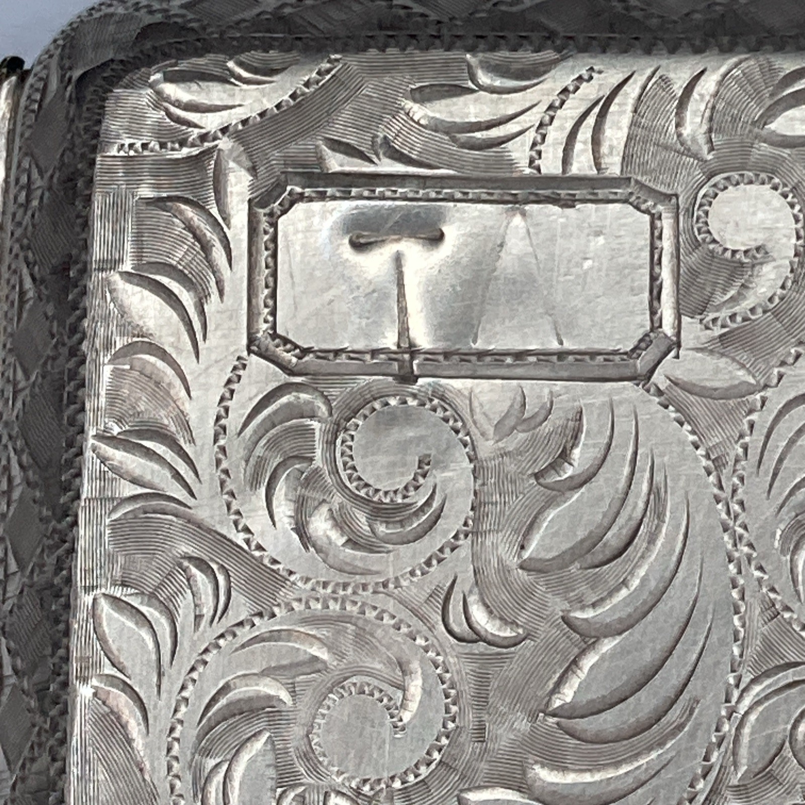 Sterling Silver .950 Cigarette Case Vintage Engraved~Made In Japan(130.5 Grams)