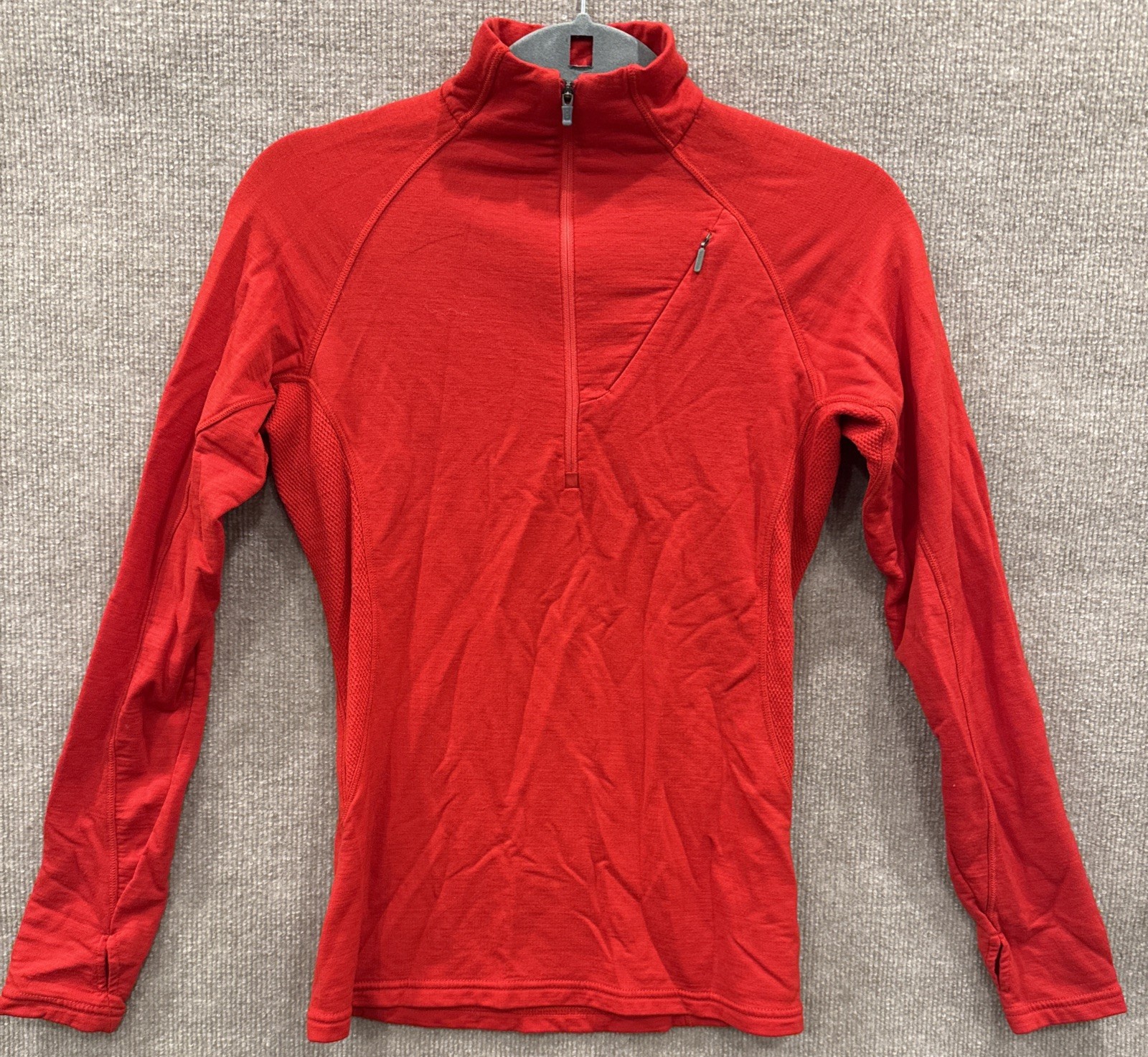 Icebreaker GT 220 Wool Blend, Red,1/4 Zip, Zip Pocket, Gorpcore, Outdoors, Sz Sm