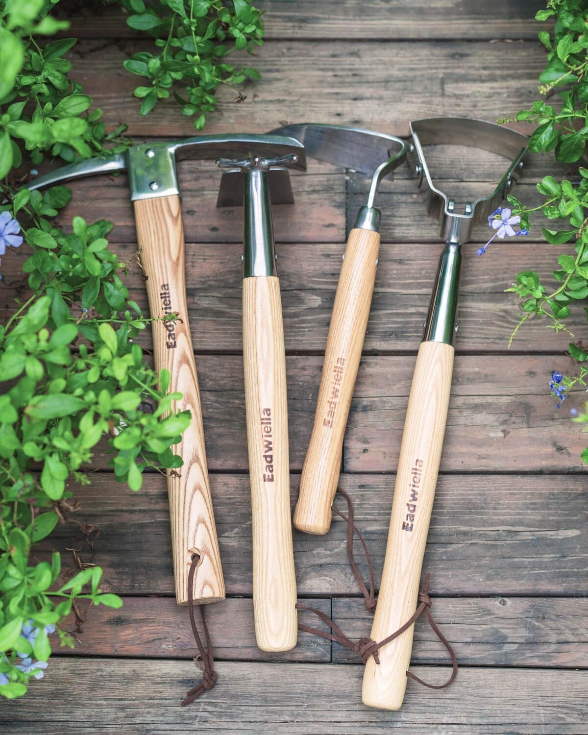 Hoe and Cultivator Garden Rake Hand Tiller Tool Wood Handle Double Sided Cult...