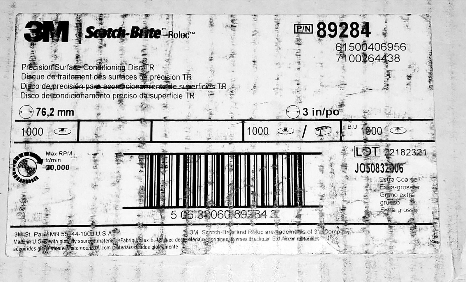 (50) 3” Scotch-Brite Roloc TR PRECISION Surface Conditioning Disc Extra Coarse