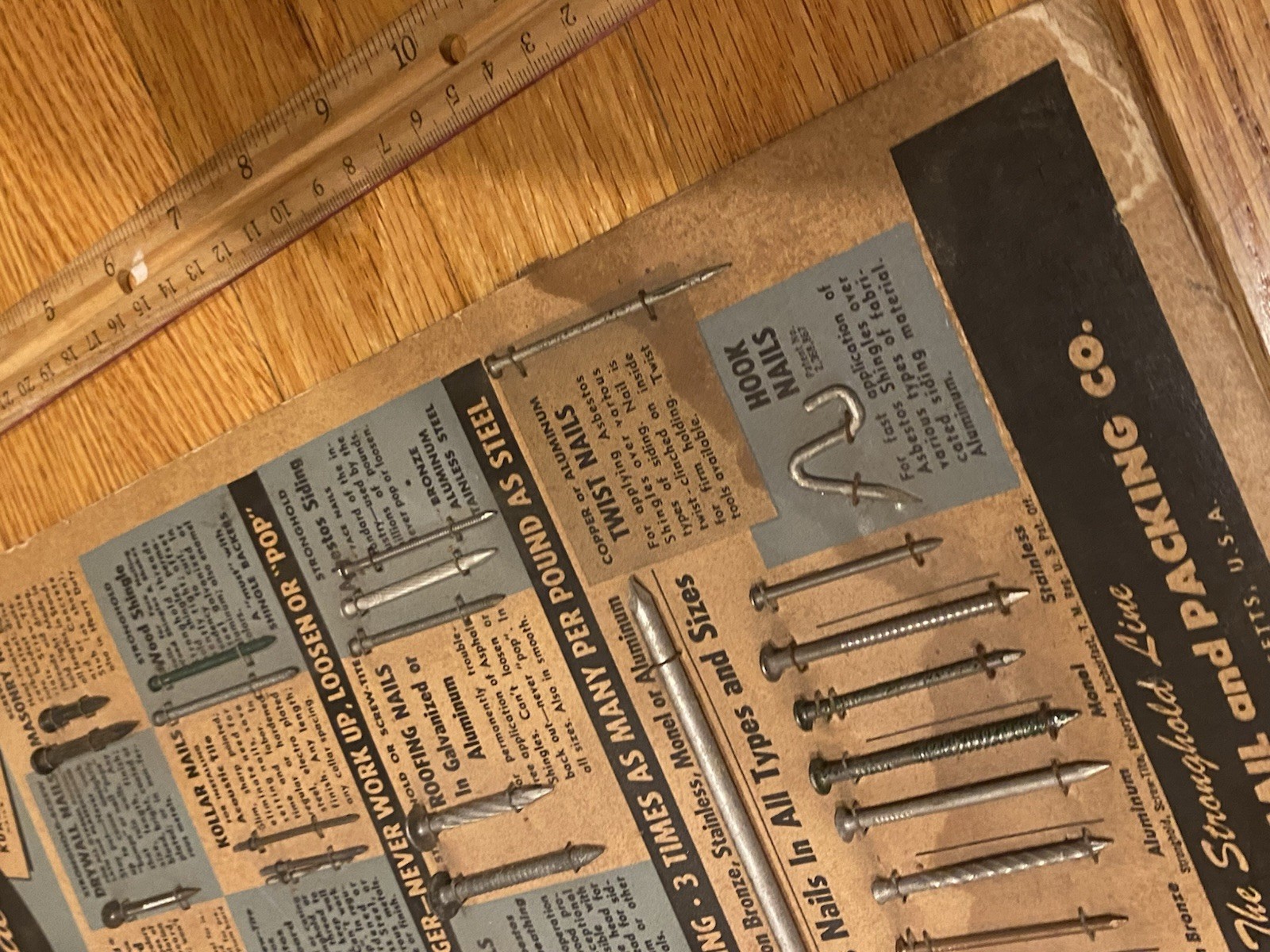 VINTAGE 1954 SALESMAN SAMPLE STRONGHOLD LINE INDEPENDENT NAIL PACKING - COMPLETE