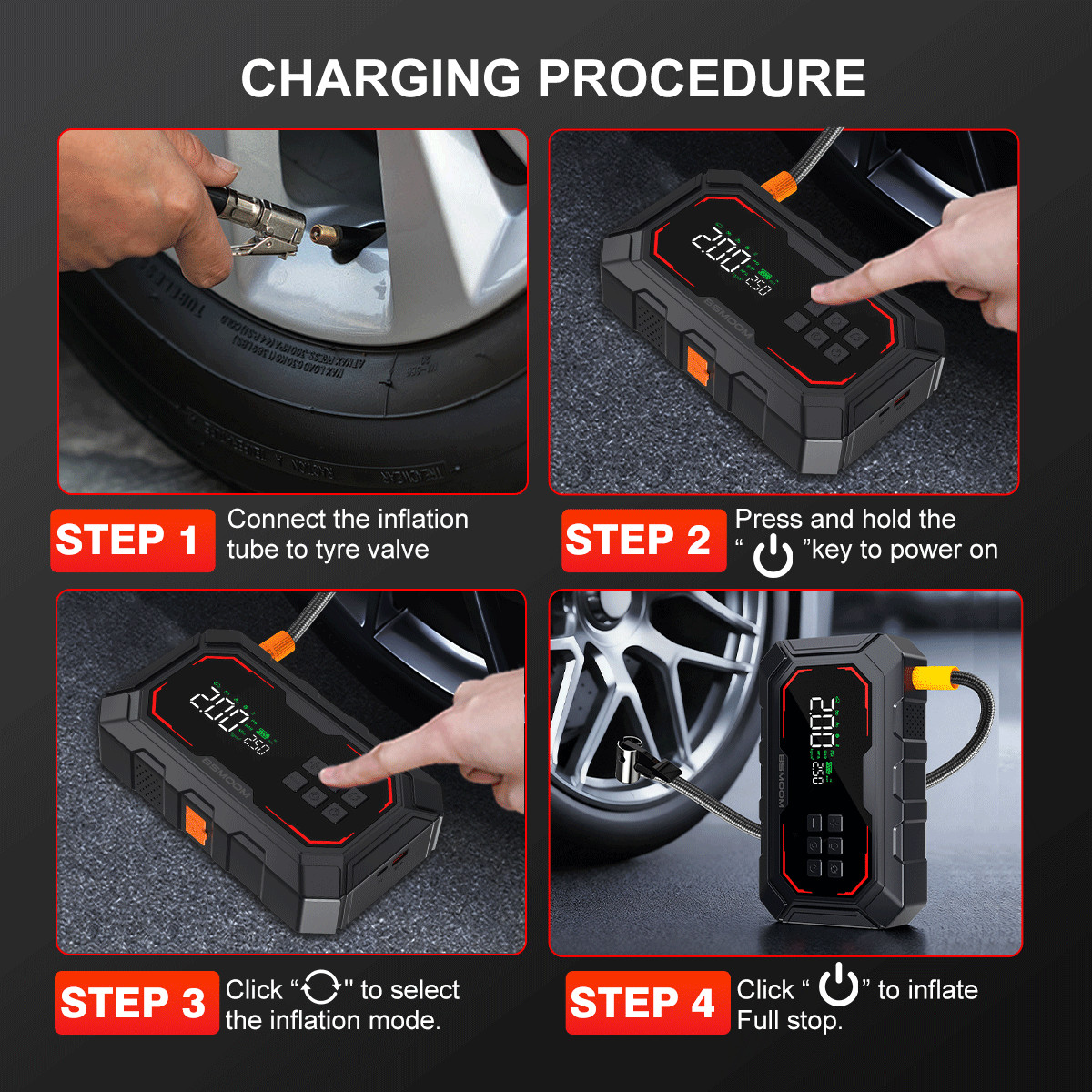 BSMOOM 8000A 12V Car Jump Starter Power Bank With Air Compressor Battery Booster
