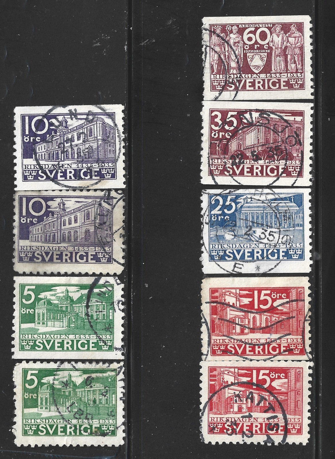 Sweden, Scott #239-247, Anniversary of Swedish Parliament, Used