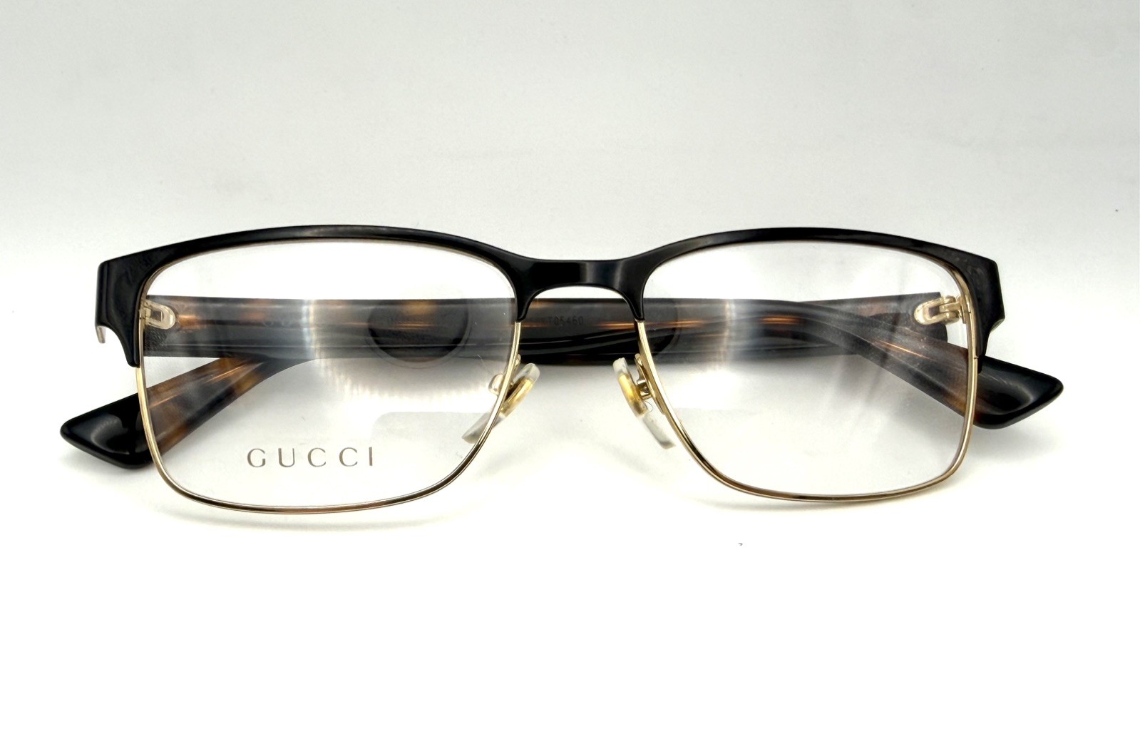 Gucci GU0750O 002 Black & Gold Eyeglasses frame Tortoise Temples 56mm New