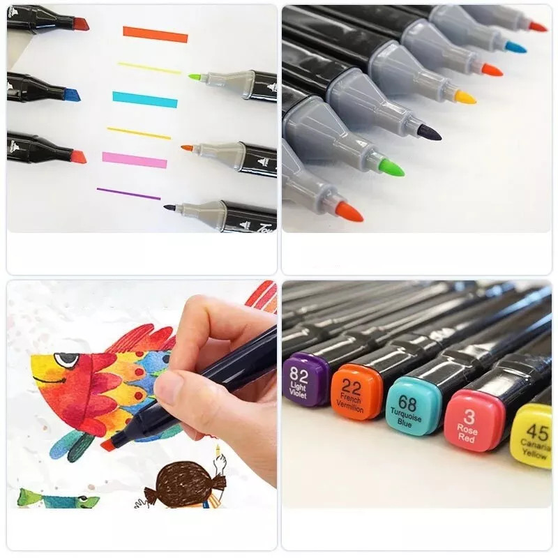 80 Colors Markers Graphic Drawing Painting Alcohol Art Dual Tip Sketch Pens Kit
