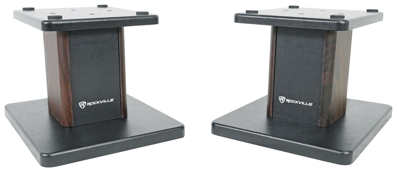 Pair Rockville RHT8D Dark Wood Computer/Bookshelf Desktop Speaker/Monitor Stands