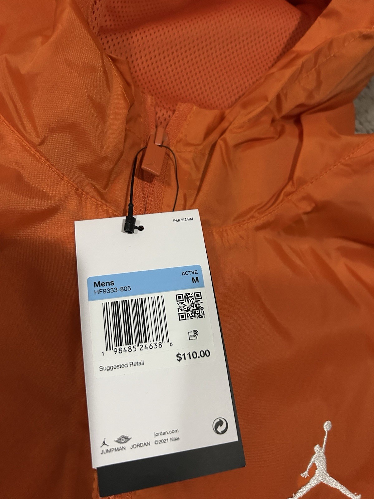 Air Jordan Shattered Backboard' Orange Windrunner Jacket Size M HF9333-805 NWT