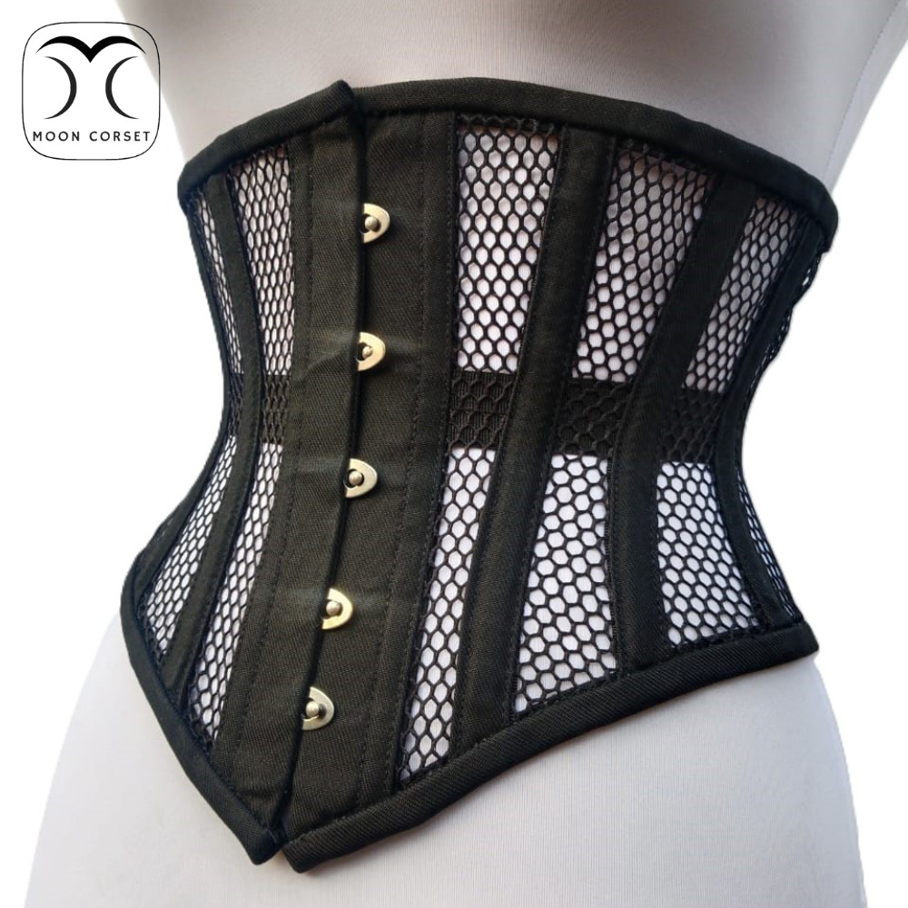 Underbust Mesh Corset Steel Boned Waist Trainer Womens Corset Heavy Duty