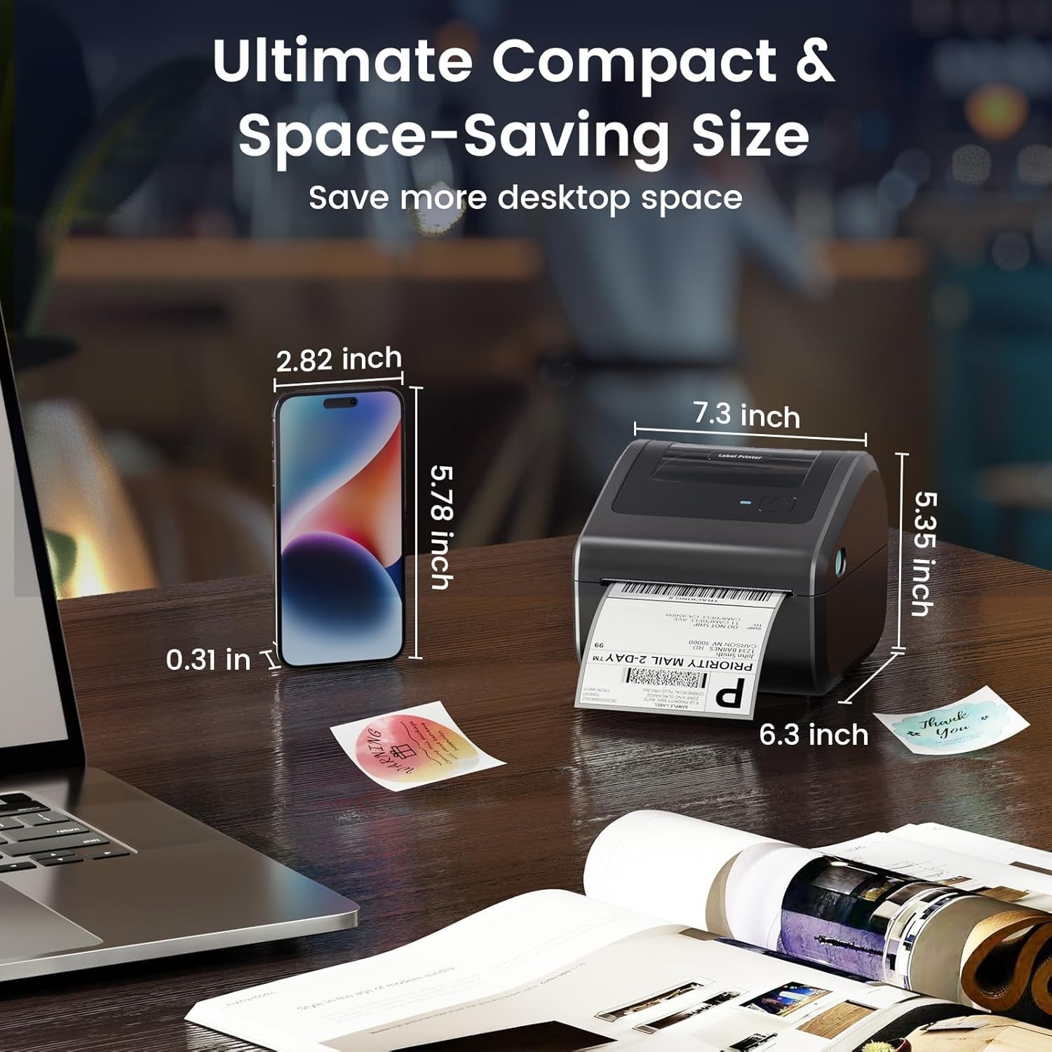 Thermal Label Printer Bluetooth 4x6 Printer for Shipping Label USPS FedEx UPS