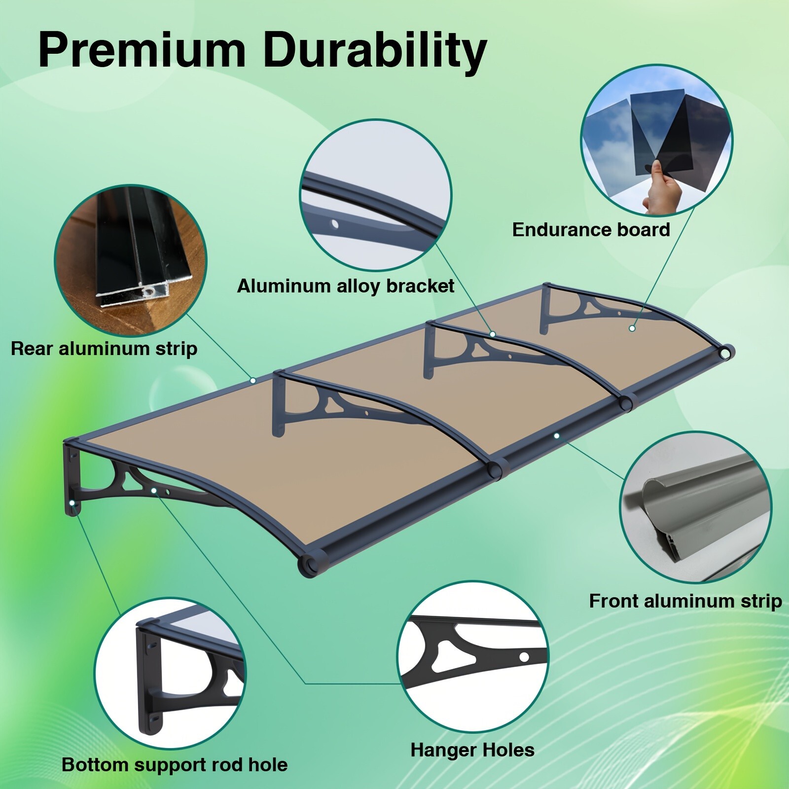 Aluminum Alloy Window Awning Door Canopy for Porch UV Rain Snow Cover Outdoor