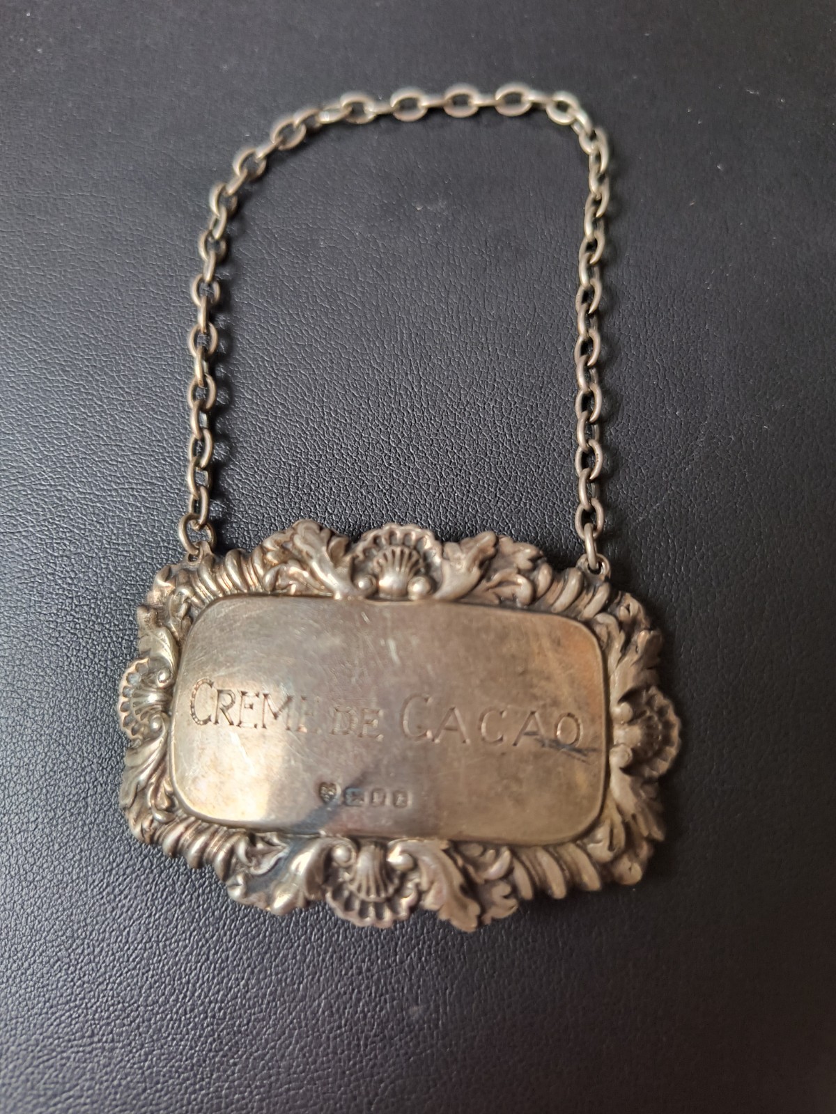 VTG 1965 Sterling Silver 925 Creme de Cacao Liquor Decanter Tag DJS British