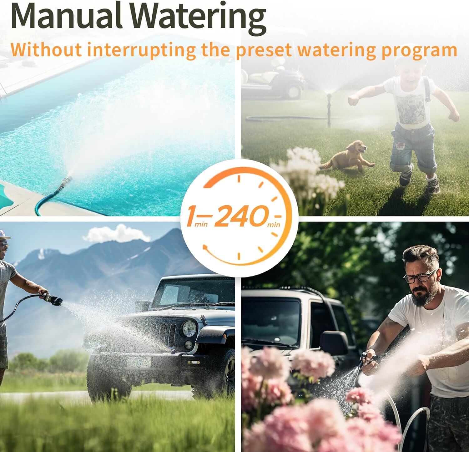 Sprinkler Timer 2 Zone Programmable Water Timer 2 Outlet for Outdoor Garden Lawn