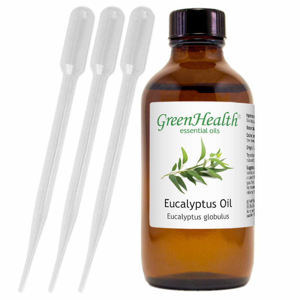 4 fl oz Eucalyptus Globulus Essential Oil Pure All Natural with 3 Free Droppers