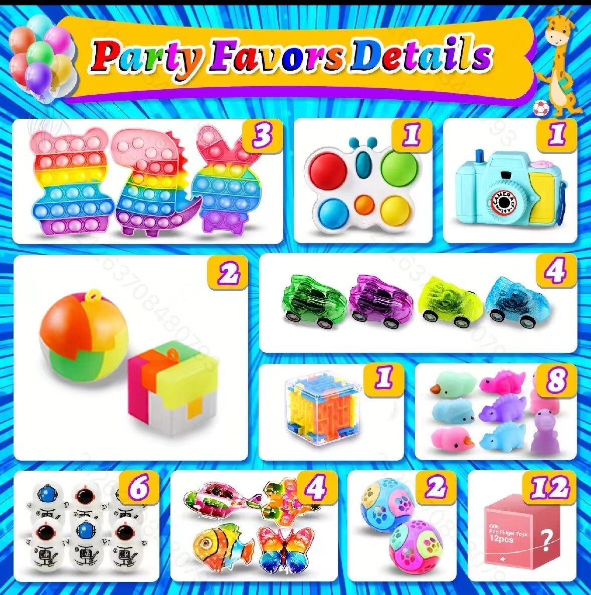 Mega Fidget Toy Assortment 206 Pcs Sensory Toys Party Favors