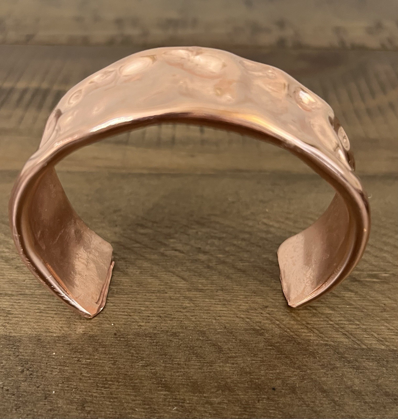 Brutalist Heavy Thick Men’s Hammered Wide Copper Artisan Cuff Bracelet Shiny