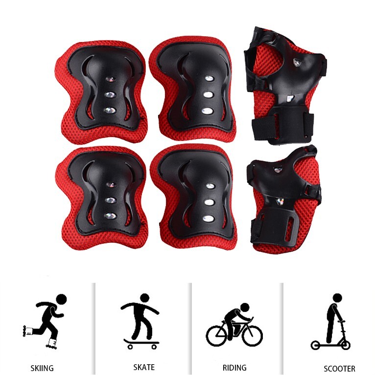 6Pcs Skating Protective Gear Set Wrist Elbow Knee Pads Bike Skateboard