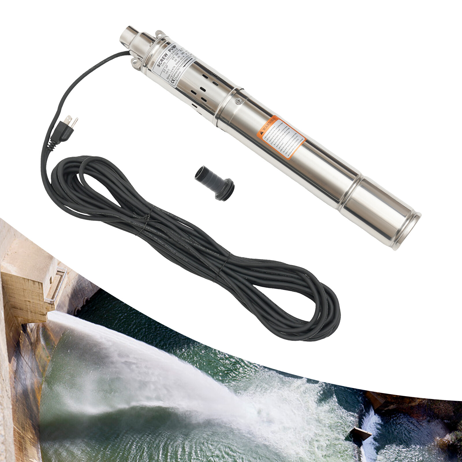 3" Deep Well Submersible Pump Stainless Steel Water Pump 1HP 115V 334ft 2.5m³/h