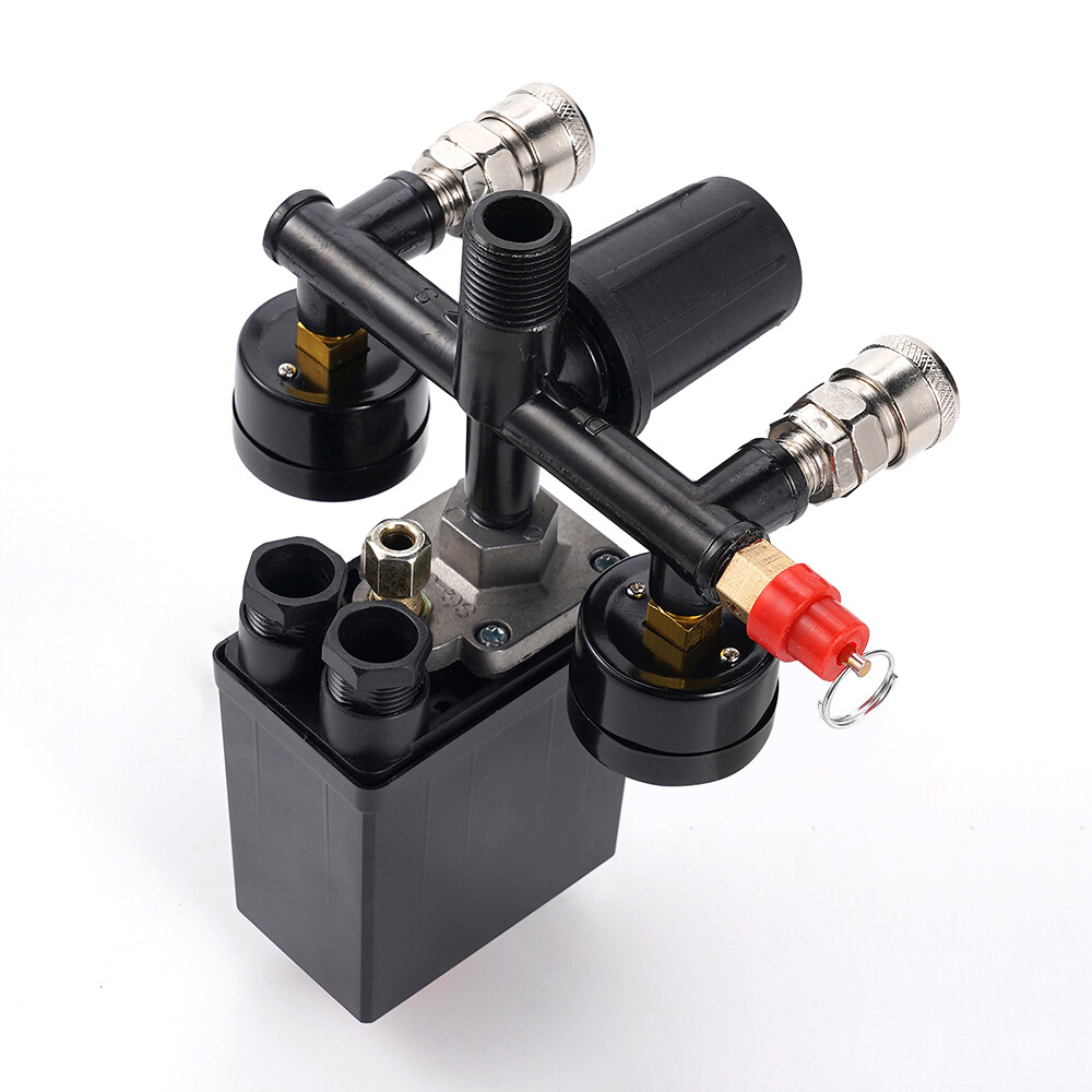 Air Compressor Pressure Control Switch Valve Manifold Regulator w/ Gauges Relief