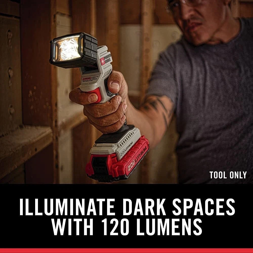 Porter Cable PCC700 LED 20V Light Cordless Flashlight Work Light Jobsite Tool On