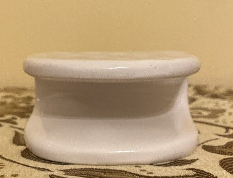 Napkin Holder Ceramic Tabletop White Black Text "Bon Appetit"