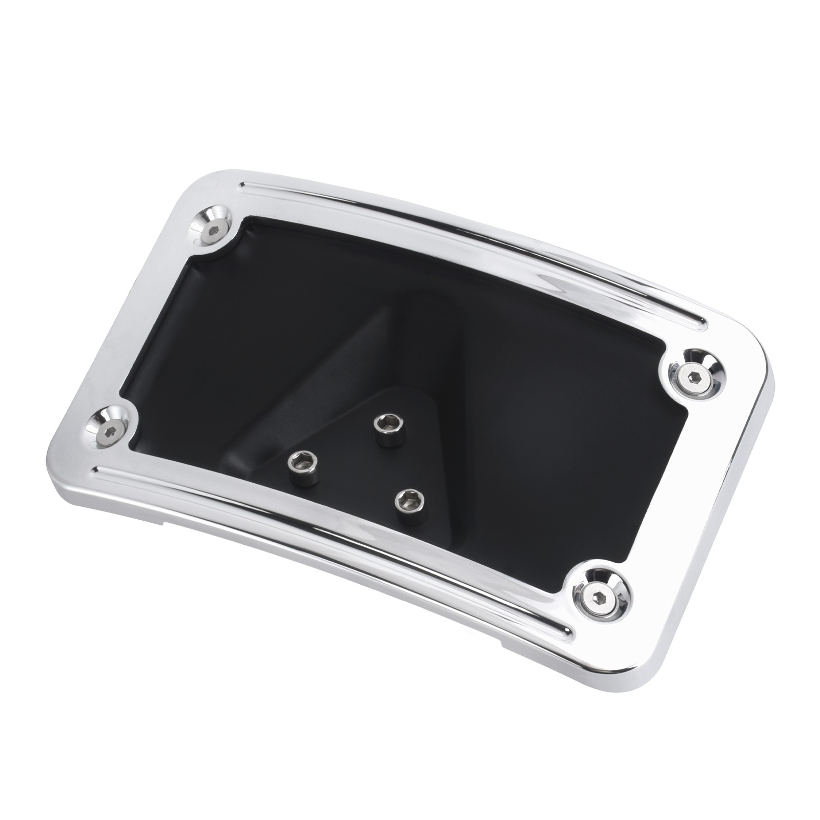 Chrome Curved Laydown License Plate Mount Bracket For Harley Softail Sportster