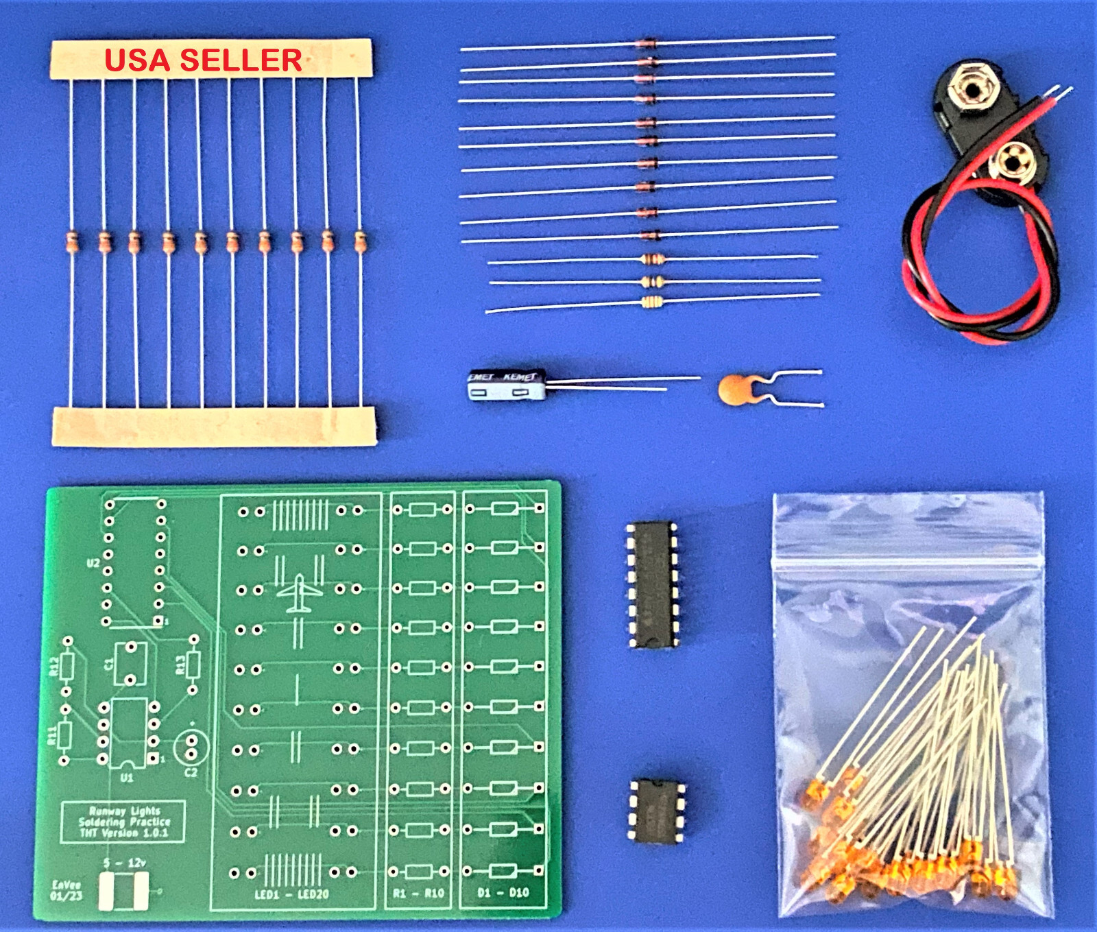 Electronics Soldering Practice Circuit Board Kit - Runway Lights