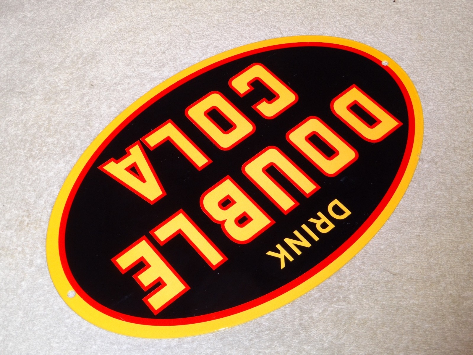 VINTAGE DRINK DOUBLE COLA SODA POP 12" METAL COCA GASOLINE OIL ADVERTISING SIGN!