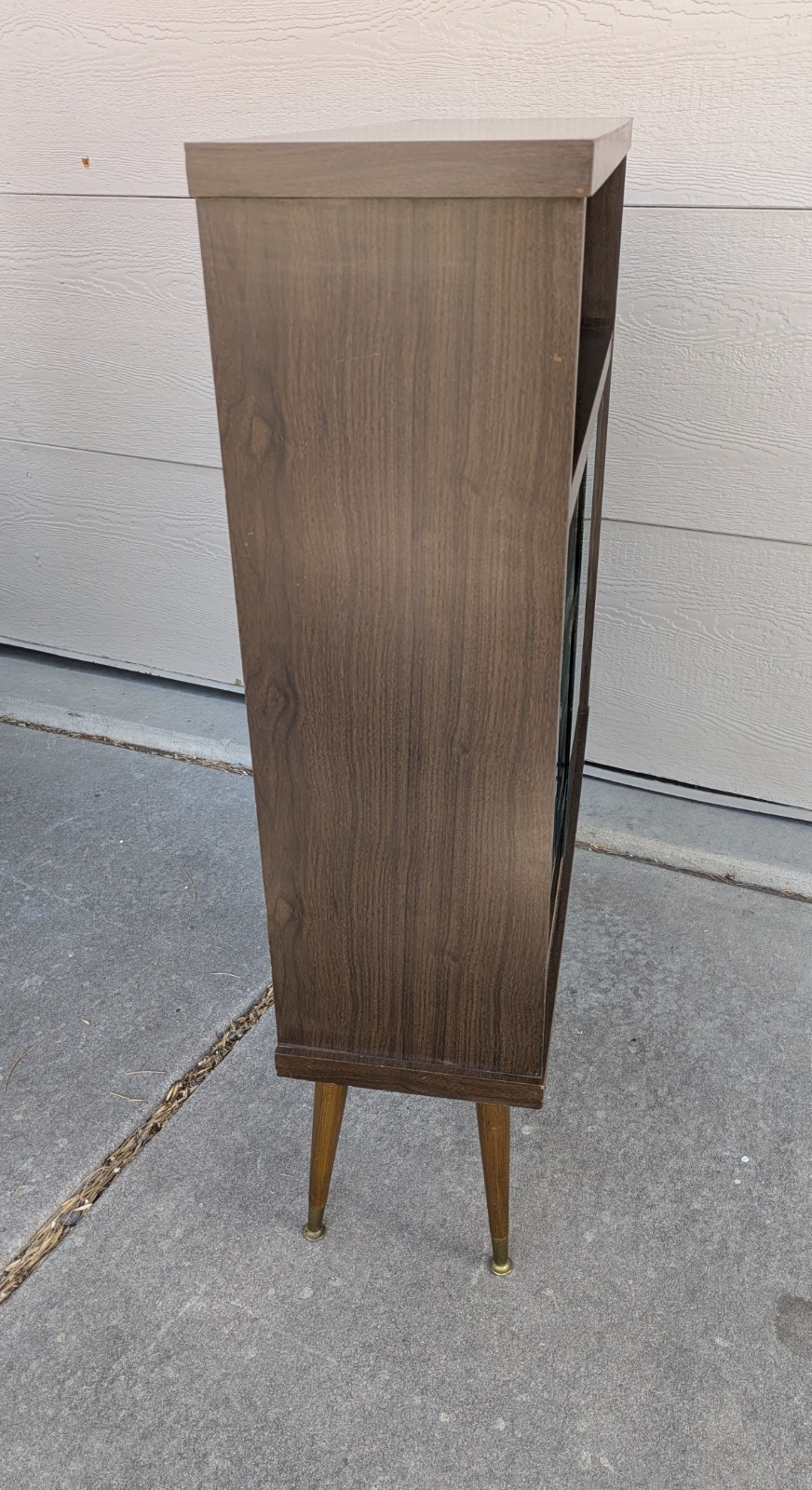 Vintage Mid Century Modern Bookcase Shelf Display Cabinet Sliding Glass Door E26