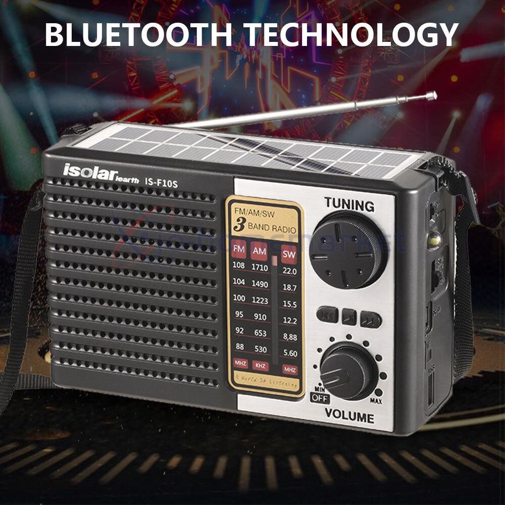 Portable Solar Radio FM/AM SW Digital Bluetooth Speaker MP3 Player Rechargeable