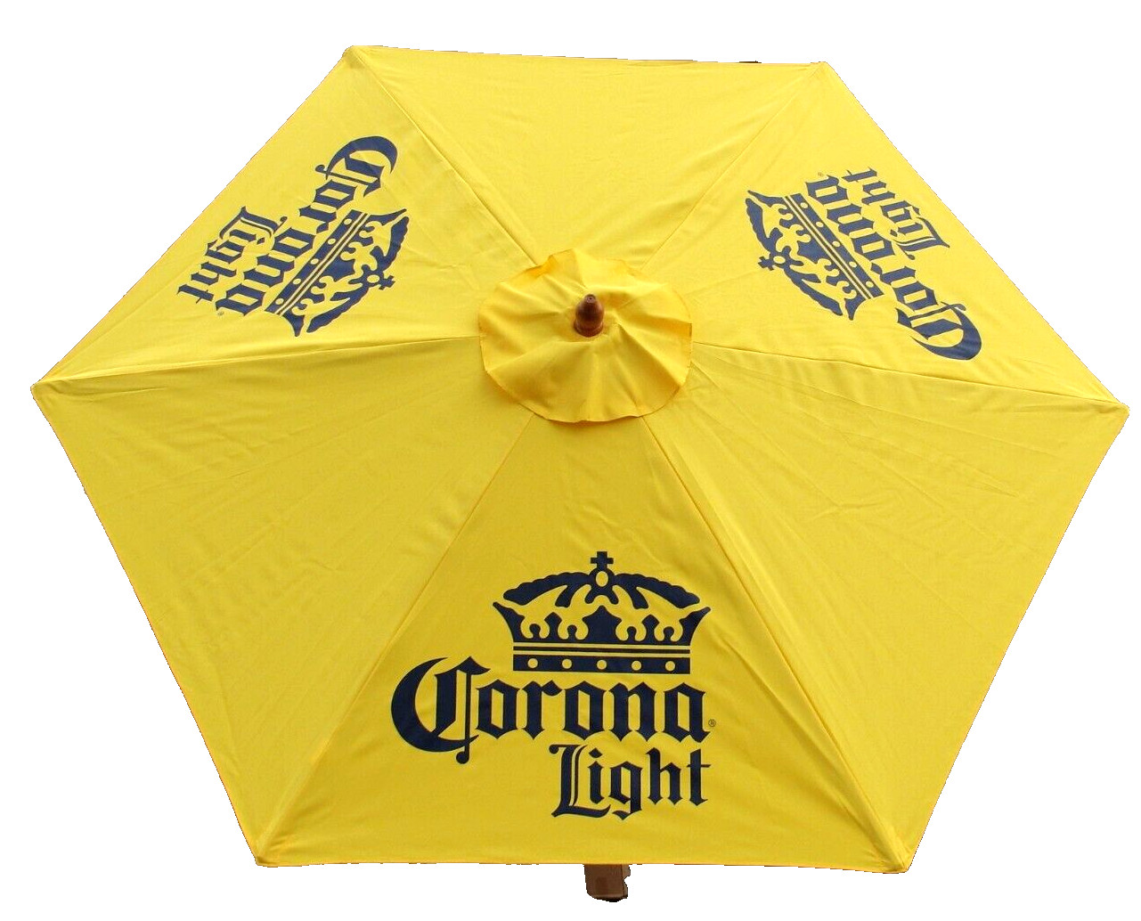 CORONA LIGHT BEER 👑 PATIO MARKET UMBRELLA YELLOW CANVAS WOOD POST 7' NEW IN BOX
