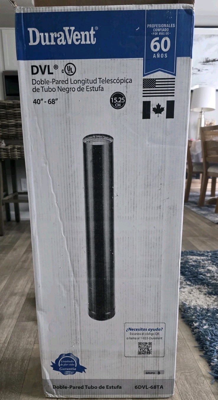 DuraVent DVL Telescoping Chimney Stove Pipe, 40 to 68" x 6" Diameter (Open Box)
