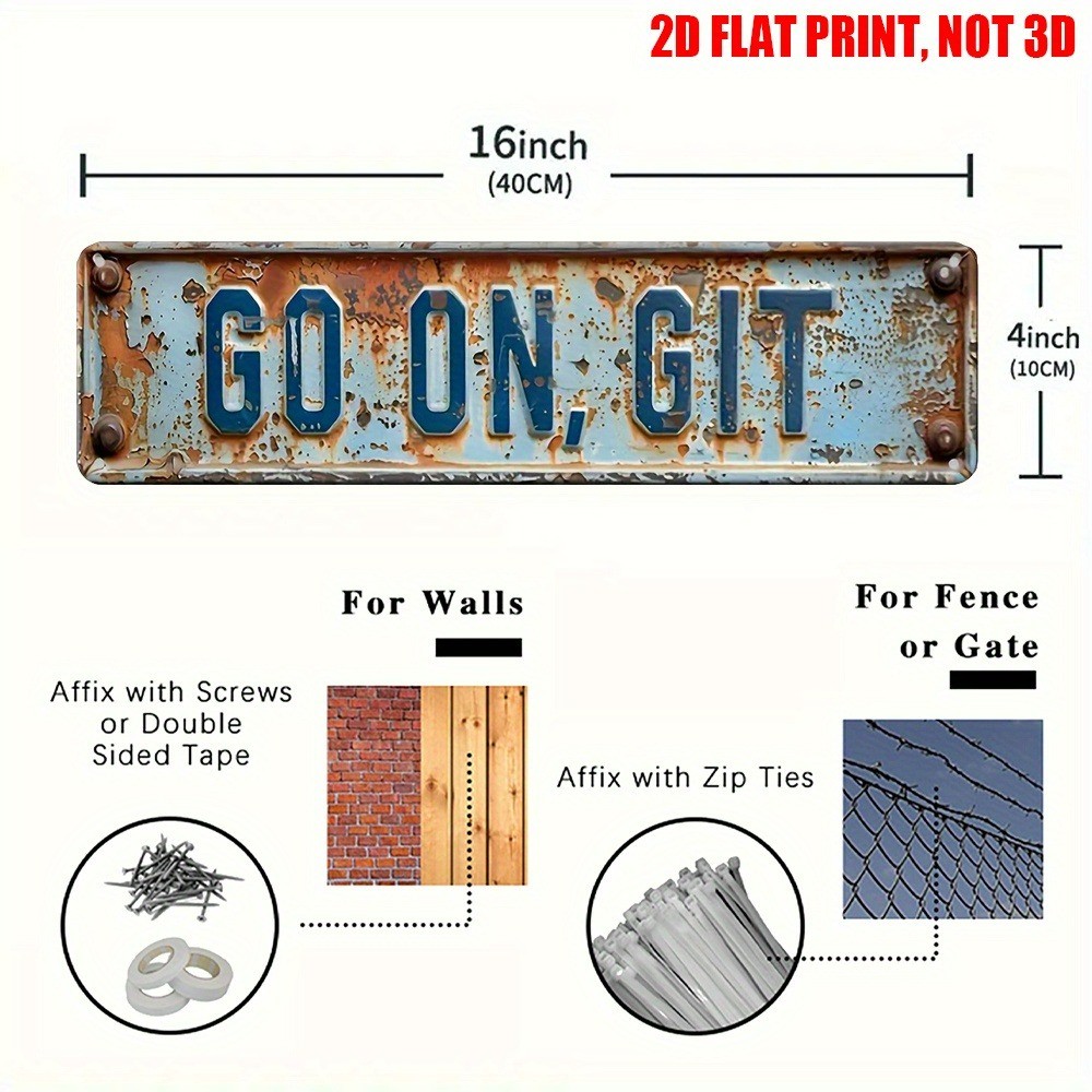 Vintage Go On, Git Wall Decor Street Signs Bar Metal Tin Signs Front Door 16x4in