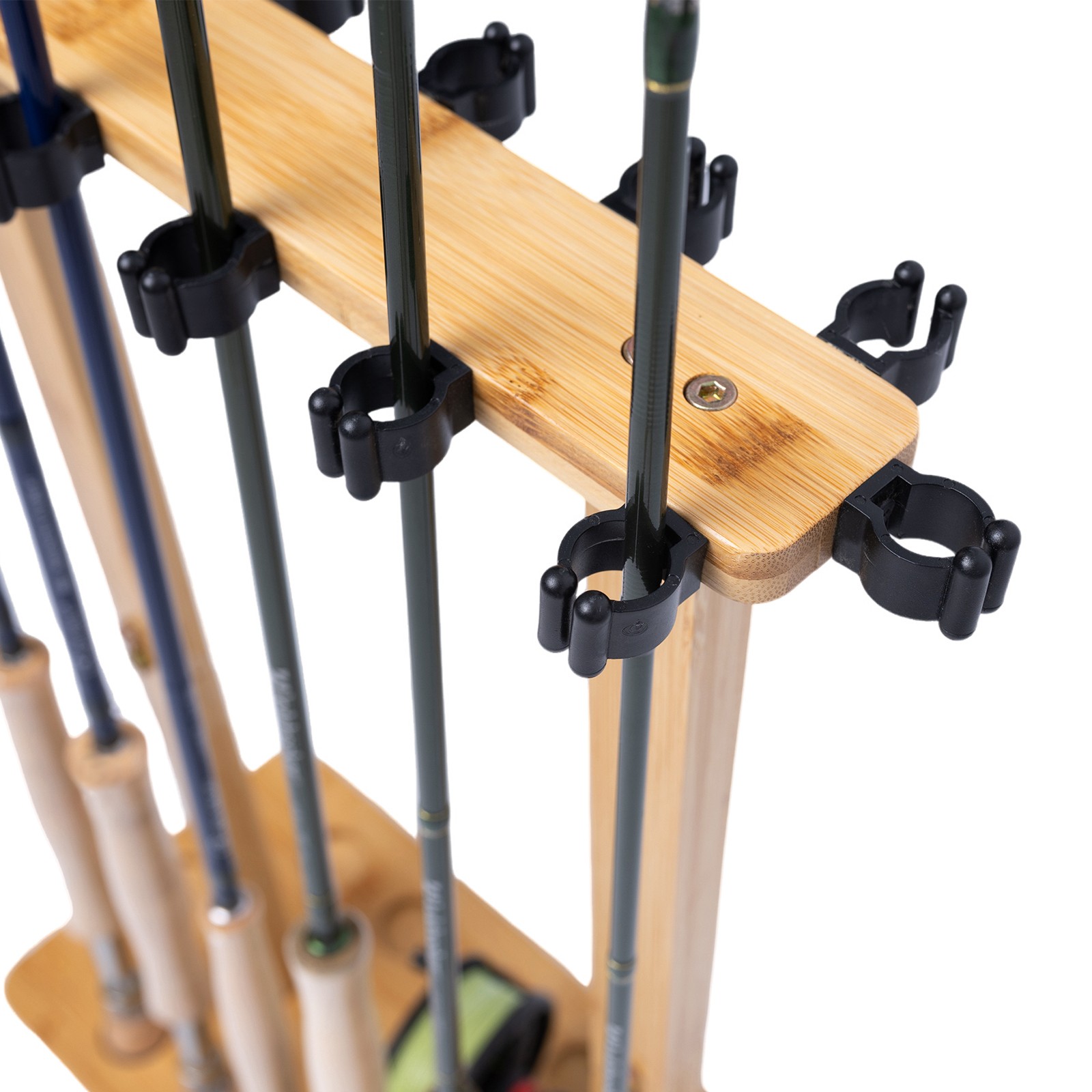 Fishing Rod Storage Racks, 100% Wood Floor Stand Fishing Pole Holders of 14 Rods