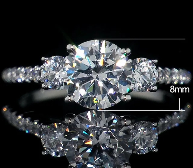 Silver Plated Elegant Round Cubic Zirconia Wedding Ring For Women Size 6-10