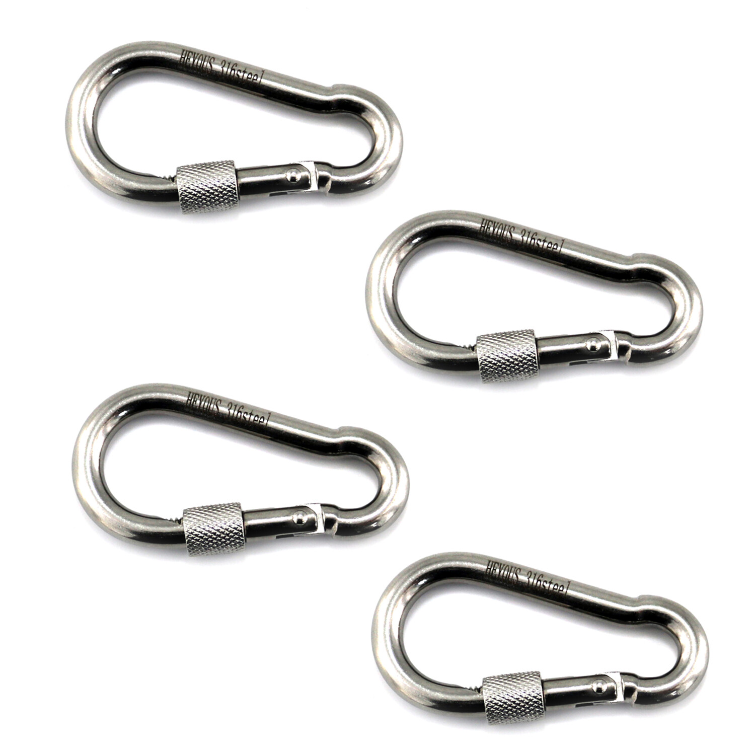 4PCS 3.16" 316 Stainless Steel Carabiner Clips Heavy Duty Lock Snap Spring Hook