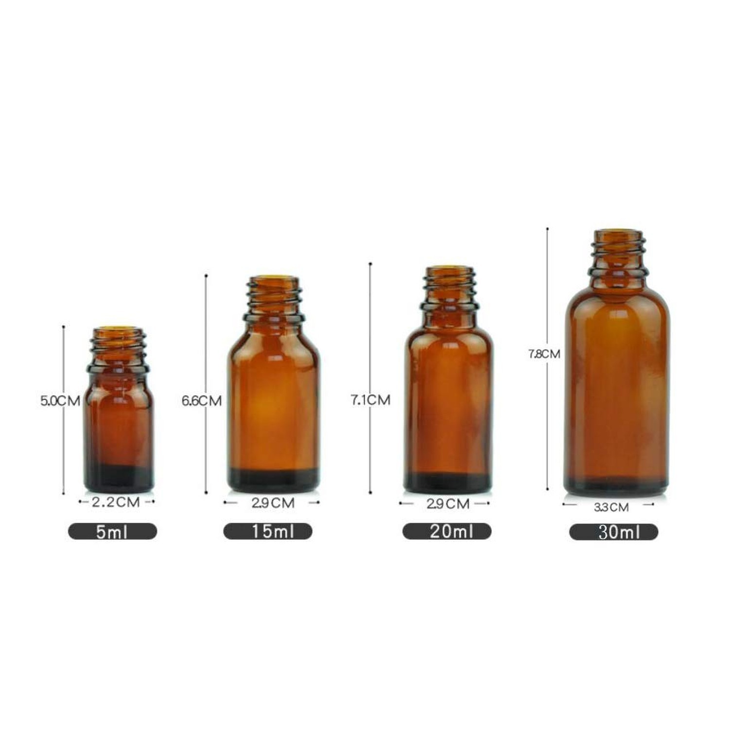 6 Pcs (5ml/0.17oz) Amber Round Empty Glass Nasal Spray Bottle with Press Spra...